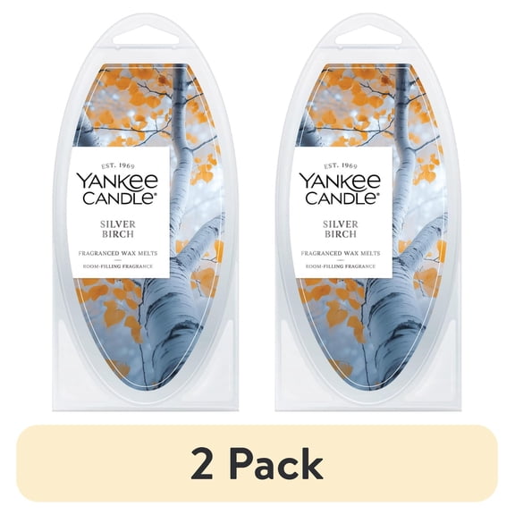 (2 pack) Yankee Candle Silver Birch Fragranced Wax Melts, 1 Pack of 6, 2.6 oz