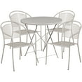 thumbnail image 2 of Flash Furniture Commercial Grade 30" Round Light Gray Indoor-Outdoor Steel Folding Patio Table Set with 4 Round Back Chairs, 2 of 5
