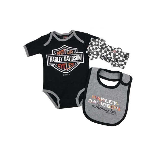 HarleyDavidson HarleyDavidson Baby Girls' Metallic Newborn Creeper