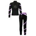 thumbnail image 2 of YONGHS Kids Girls Contrast Color Stripe Sportwear Long Sleeve Zipper Sweatshirt and Leggings Set Light Purple 16, 2 of 7