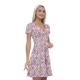 thumbnail image 1 of Women’s A Line Magenta Summer Dress, Retro Triangle Arrangement, Cross Wrap V Neck, 6 Sizes, by Ambesonne, 1 of 2