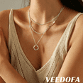 thumbnail image 2 of VEEDOFA 3-Piece Silver Plated Layered Necklace Set for Women, 2 of 5