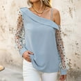 thumbnail image 3 of aidice Summer Shirts for Women Casual off Shoulder Long Sleeve Mesh Spaghetti Strap Loose Trendy Tops, 3 of 4