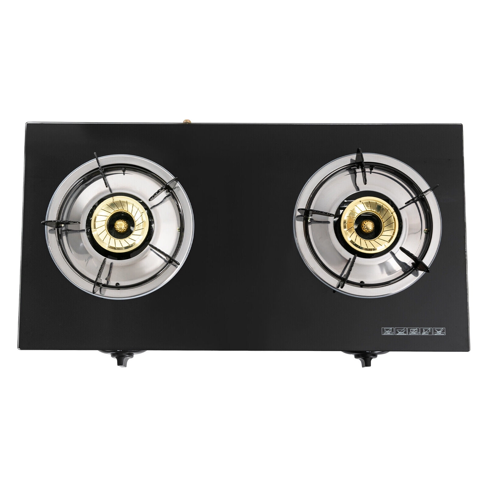 2-Burner Gas Stove Countertop Gas Stove Portable Auto Ignition LPG Stove Durable for Outdoor Camping