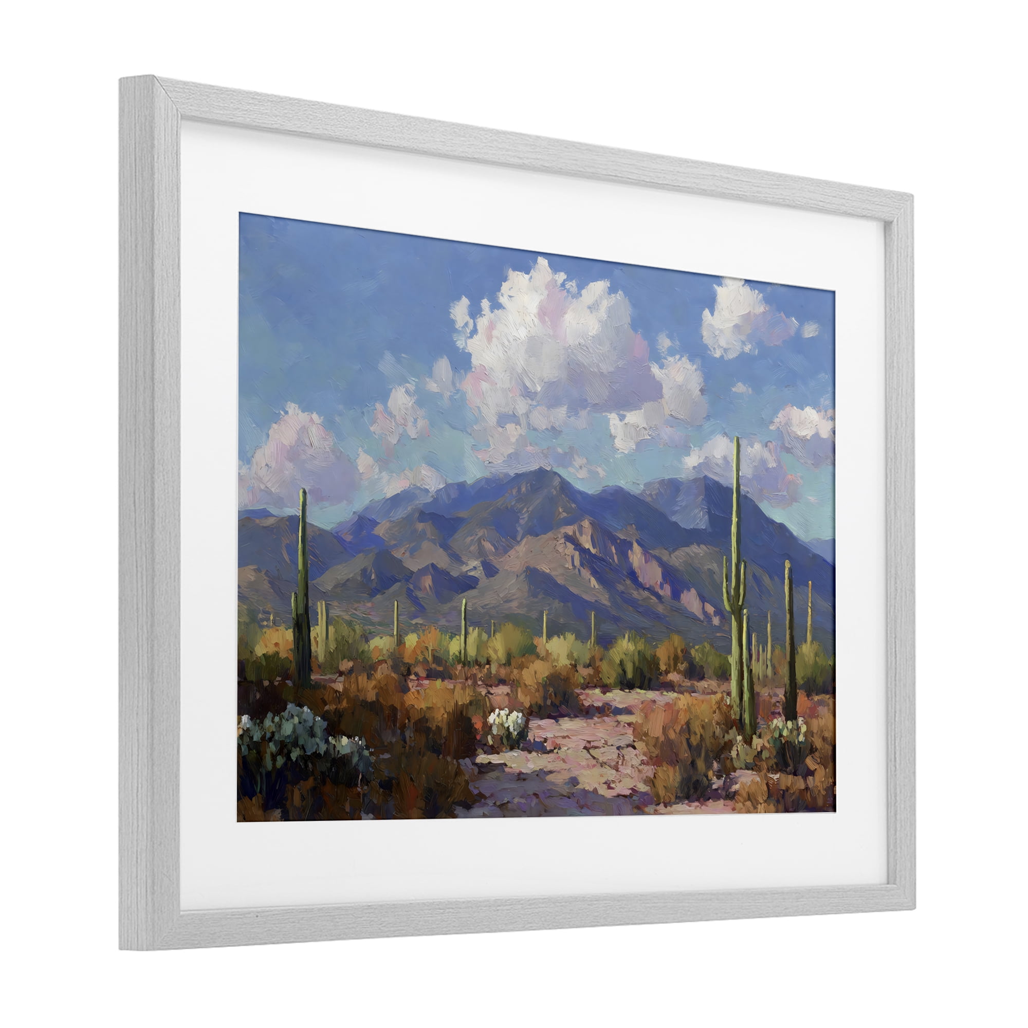 Stupell Industries Desert Mountains at Sunset Glow Gray Framed Print Under Glass, design by Gina Kelly