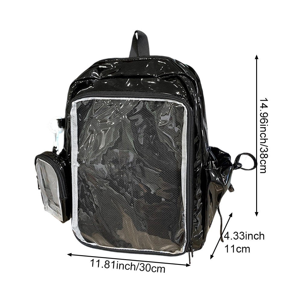 Hzzsbu Ita Bag Clear Backpack Heavy Duty PVC Transparent Backpack Multiple Pockets Bookbag for Concert Work Security Travel Festival