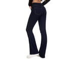 thumbnail image 3 of Jeans acampanados para mujer Jeans acampanados de talle alto con pantalones de mezclilla rasgados clásicos de pierna anchaAzul oscuro12, 3 of 5