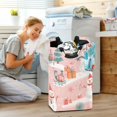 thumbnail image 5 of Yayeee Freestanding Laundry Hamper with Handle Collapsible Large Storage Basket for Clothes, Pink Christmas Snowman, 5 of 7
