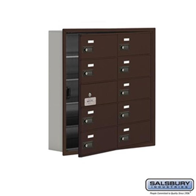 SalsburyIndustries 19155-10ZRC Cell Phone Storage Locker With Front Access Panel - 5 Door High Unit, Bronze