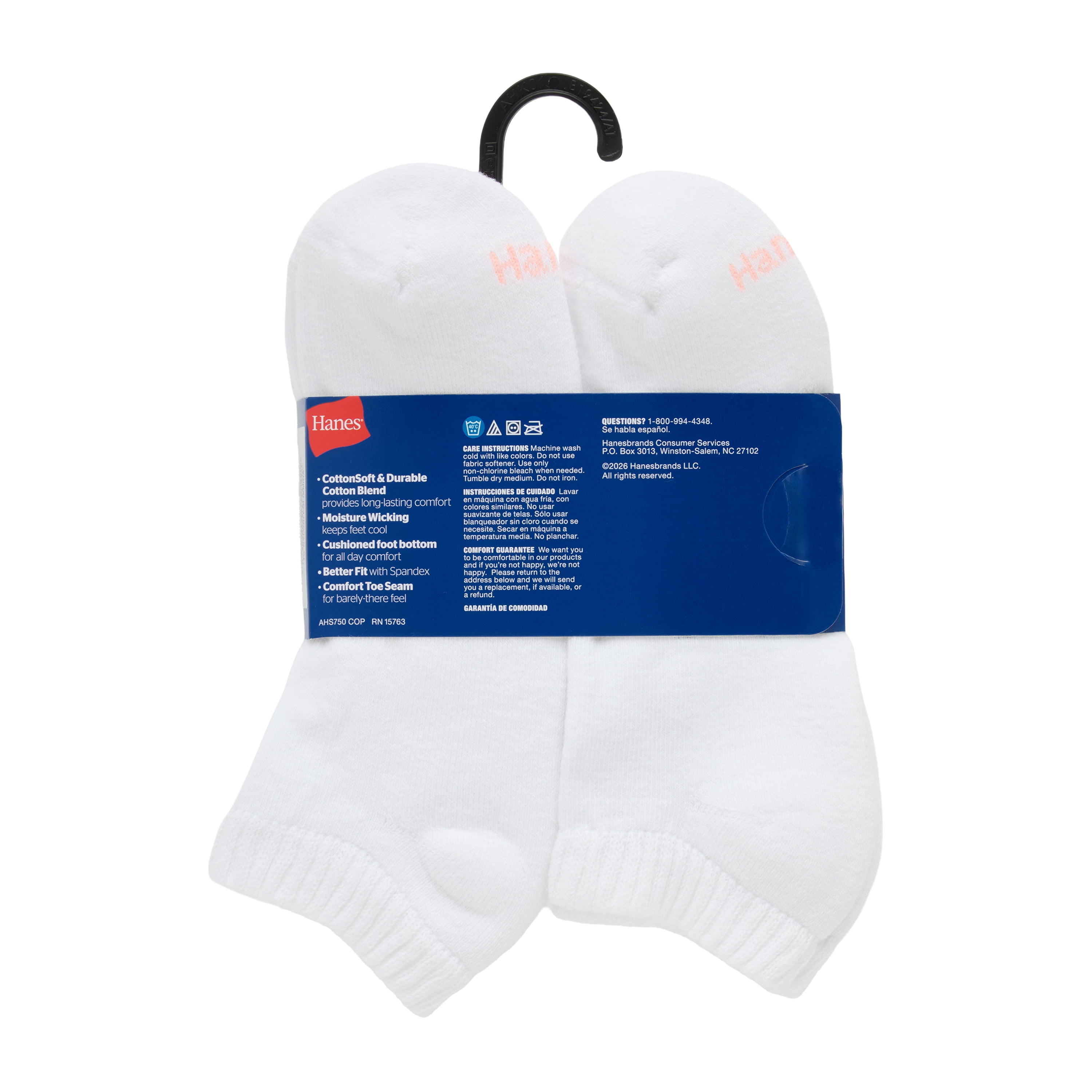 Hanes Womens CottonSoft No Show Socks, 10-Pack, Size 8-12