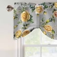 thumbnail image 4 of Yellow Rose Tie Up Valance Curtains for Windows, Kitchen Curtains Window Treatments, Vintage Country Botanical Floral Vines Short Window Shades Valances for Bedroom Bathroom Cafe 42"x18", 4 of 8