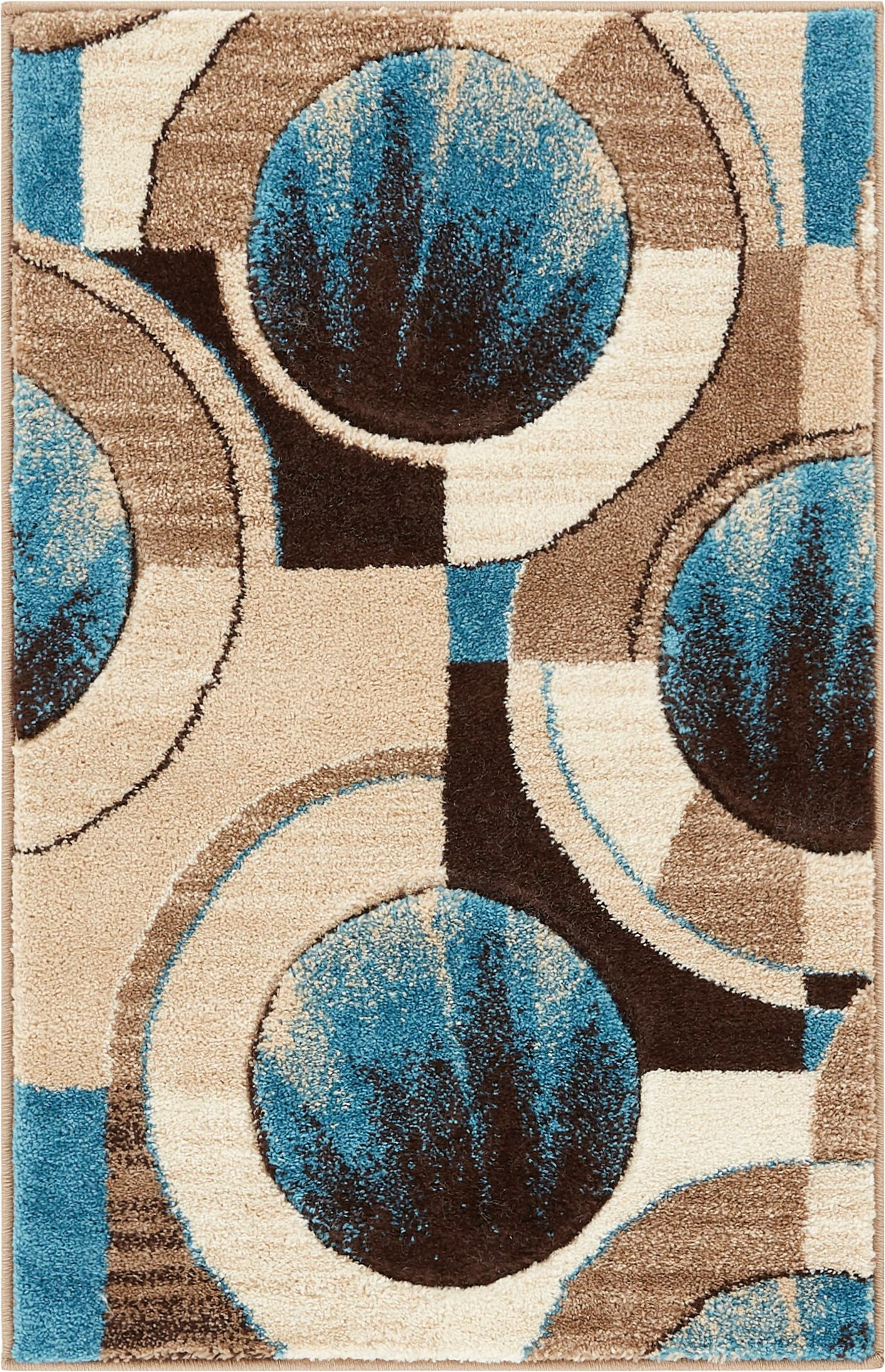 Well Woven Ruby Yolo Mid-Century Modern Geometric Blue 2' x 3' 3D High-Low Accent Rug