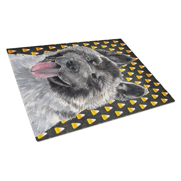 Caroline's Treasures Akita Candy Corn Halloween Glass Cutting Board Large Size