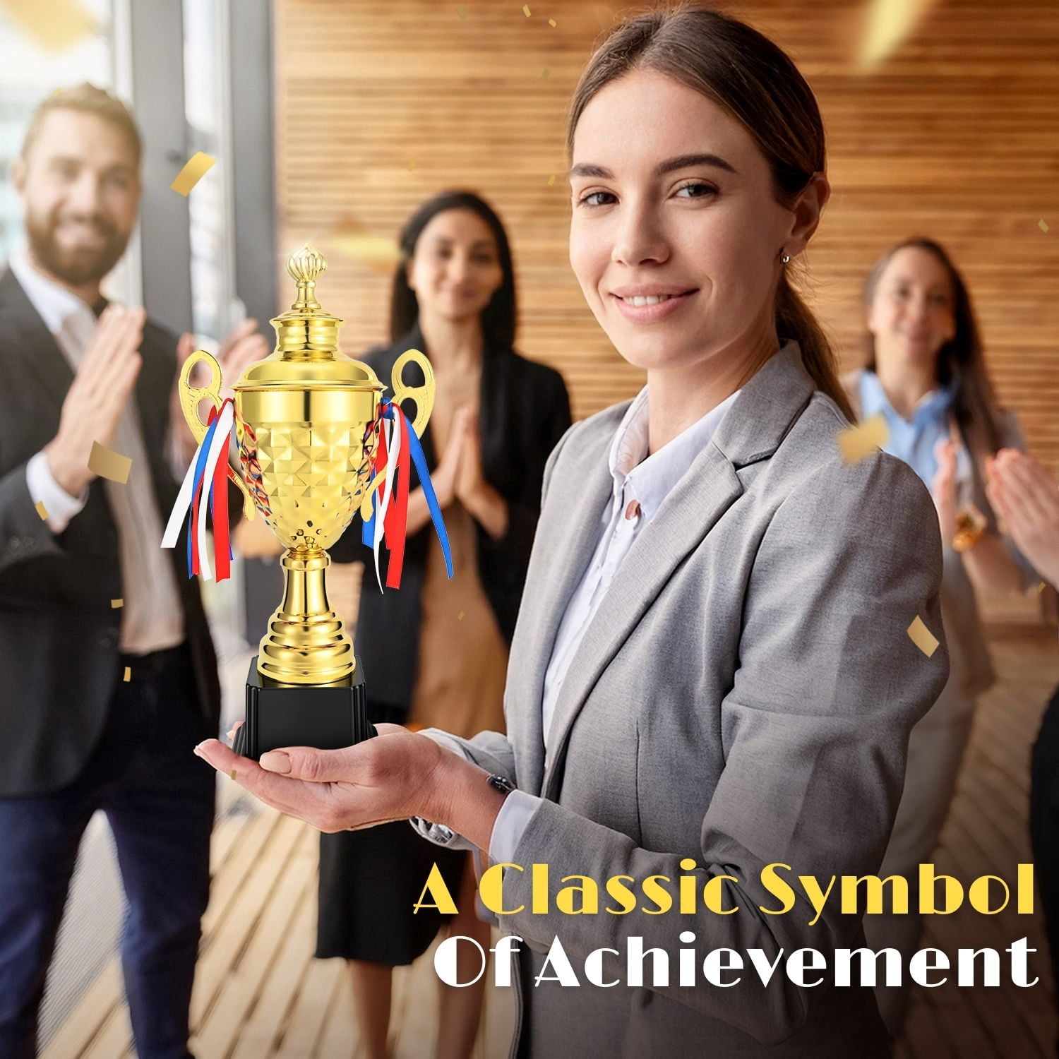 Gold Trophy Award - 14.5 Inch Large Trophy Cup for Awards, Sports, Competitions, Tournaments, & Parties, Perfect Gift for Champion Winners & League Achievements