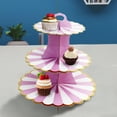 thumbnail image 5 of Three Tier Paper Foil Cake Stand Petal Light Rose Pink Party Celebration Dessert Display 11.93 Inch, 5 of 6
