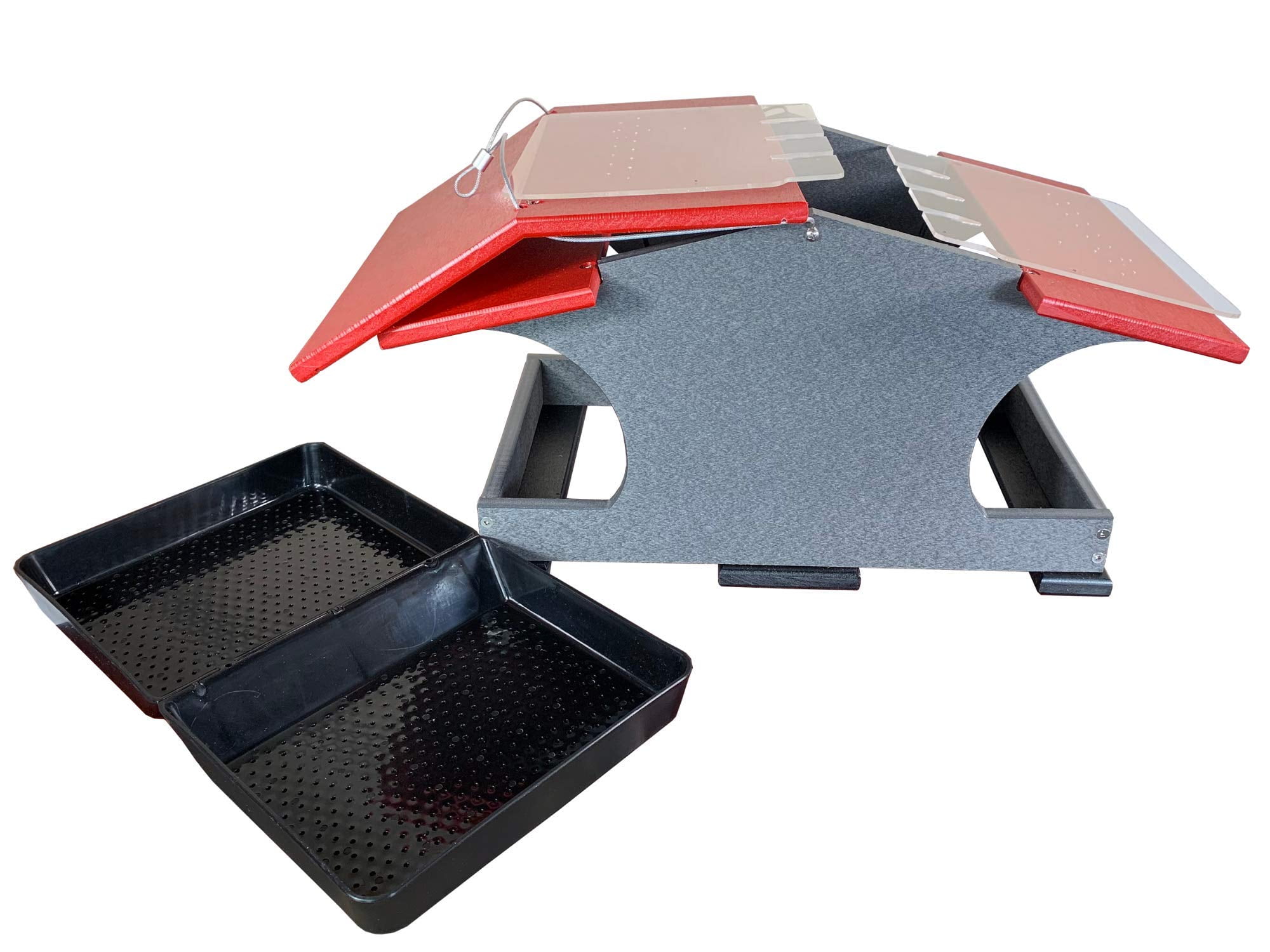 JCs Wildlife Large Poly Hopper Bird Feeder (Cardinal Red/Gray)