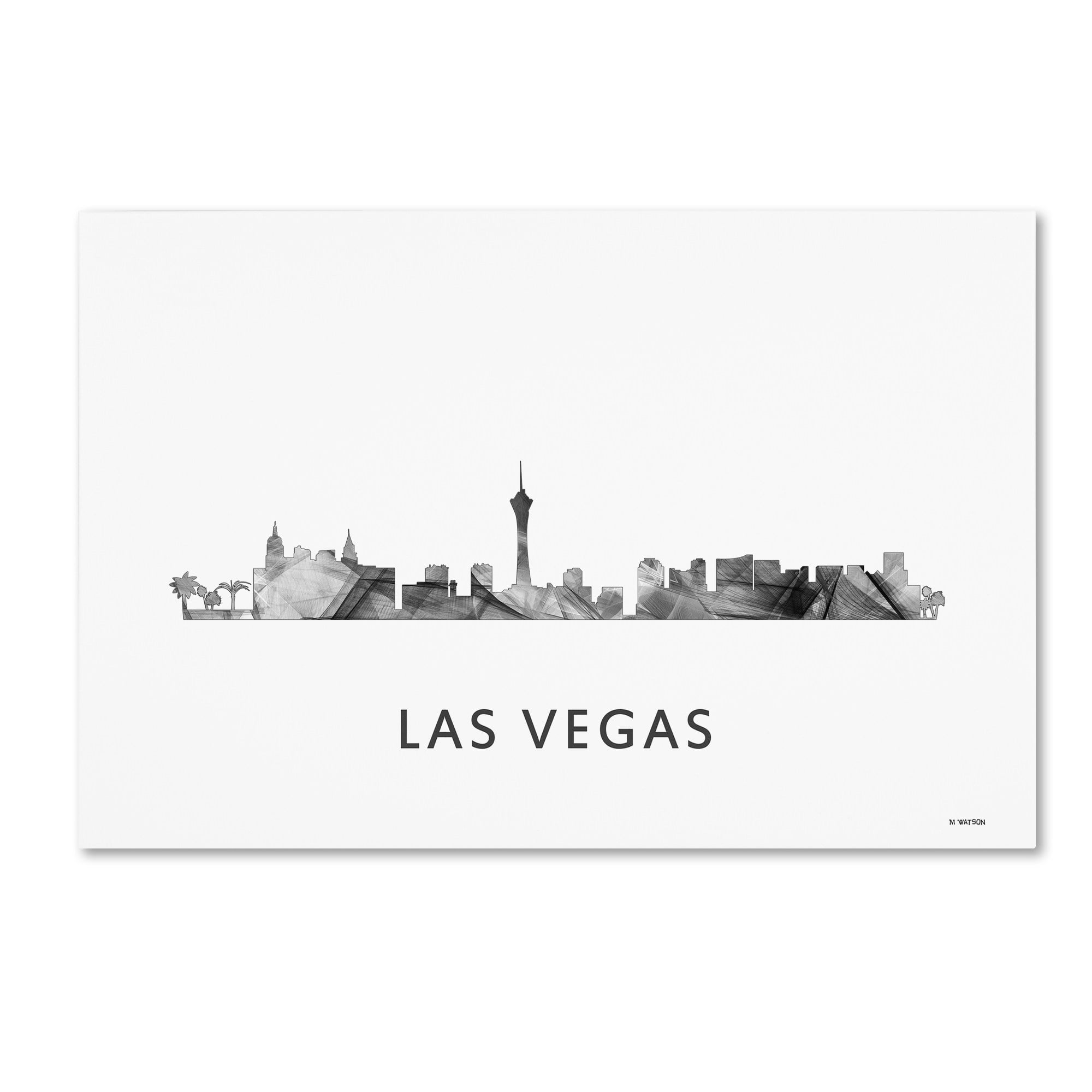 Trademark Fine Art 'Las Vegas Nevada Skyline WB-BW' Canvas Art by Marlene Watson