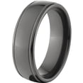 thumbnail image 2 of 7mm Half-Round Black Zirconium Ring with Two Grooves and a Polished Finish, 2 of 3