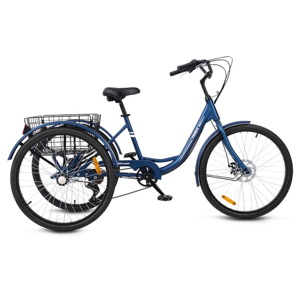Tricycle Adulte Pliable 20 Pouces 7 Vitesses - Avec Panier Avant Et Arrière, Charge Max 130 Kg, Pour Seniors Et Balades