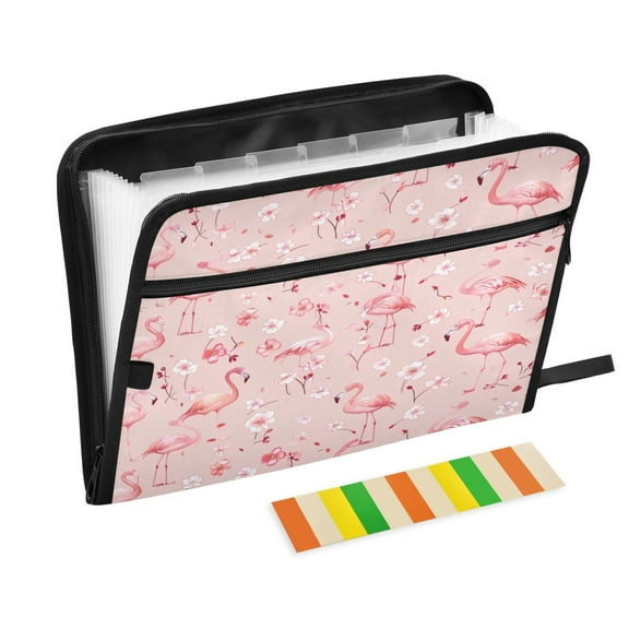 Organ Folder 14.2 x 0.8 x 10.6 Inches 13 Separate Pockets A4 Size Documents Folder A Sort Storage File Manager For The Home Office Cartoon Flamingos
