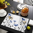 thumbnail image 3 of Blue Flowers Placemats Set of 6, Spring Modern Simple Botanical Floral Plants Placemats for Dining Table, Place Mats for Kitchen Tabletop, Waterproof Wipeable Dining Table Mats Set, 3 of 9