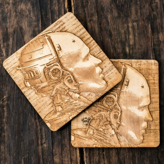 Dead or Alive Coaster Set 4x4in Raw Wood