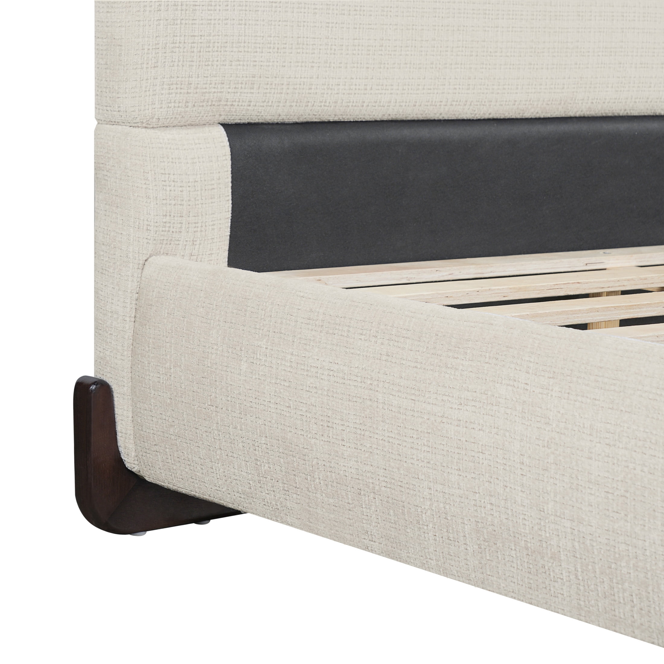 Christopher Knight Home Modern Minimalist Chenille Upholstered Platform Bed, Queen Size, Beige