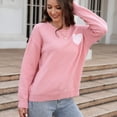 thumbnail image 4 of Gibobby Suéter de invierno para mujer, Suéter de Manga Larga de Color sólido para Mujer Suéter Suelto de Cuello Redondo Informal Otoño Invierno Suéter de Punto Tops(Rojo,M), 4 of 5