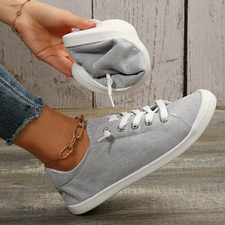Lightweight Women s Canvas Sneakers - Comfortable Lace Up Shoes for Casual and Outdoor Wear