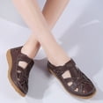 thumbnail image 4 of Women's Woven Closed Toe Leather Sandals,Comfortable Orthopedic Softsole Ankle Strap Boho Gladiator Beach Casual Shoes, 4 of 5