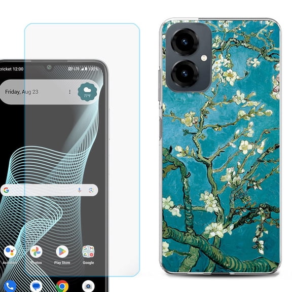 Shockproof Phone Case for Cricket Icon 2026, with Screen Protector, by OneToughShield - Almond Blossom