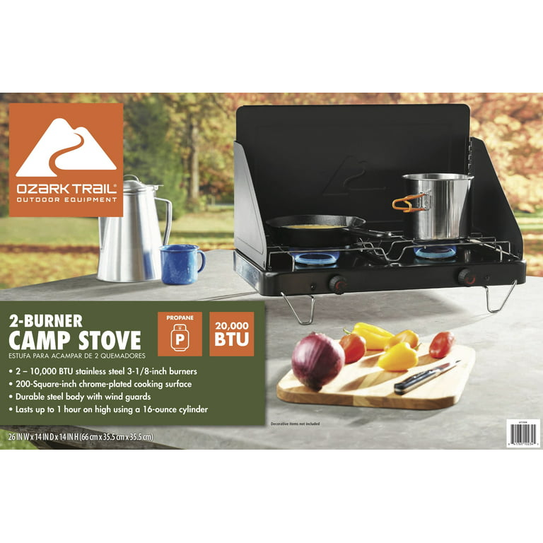 Coastrail Outdoor Propane Camping Stove, 20000 BTU Portable Camping Stove  with 2 Burners, Easy to Clean, Camp Stove for car Camping, Tailgating, BBQ