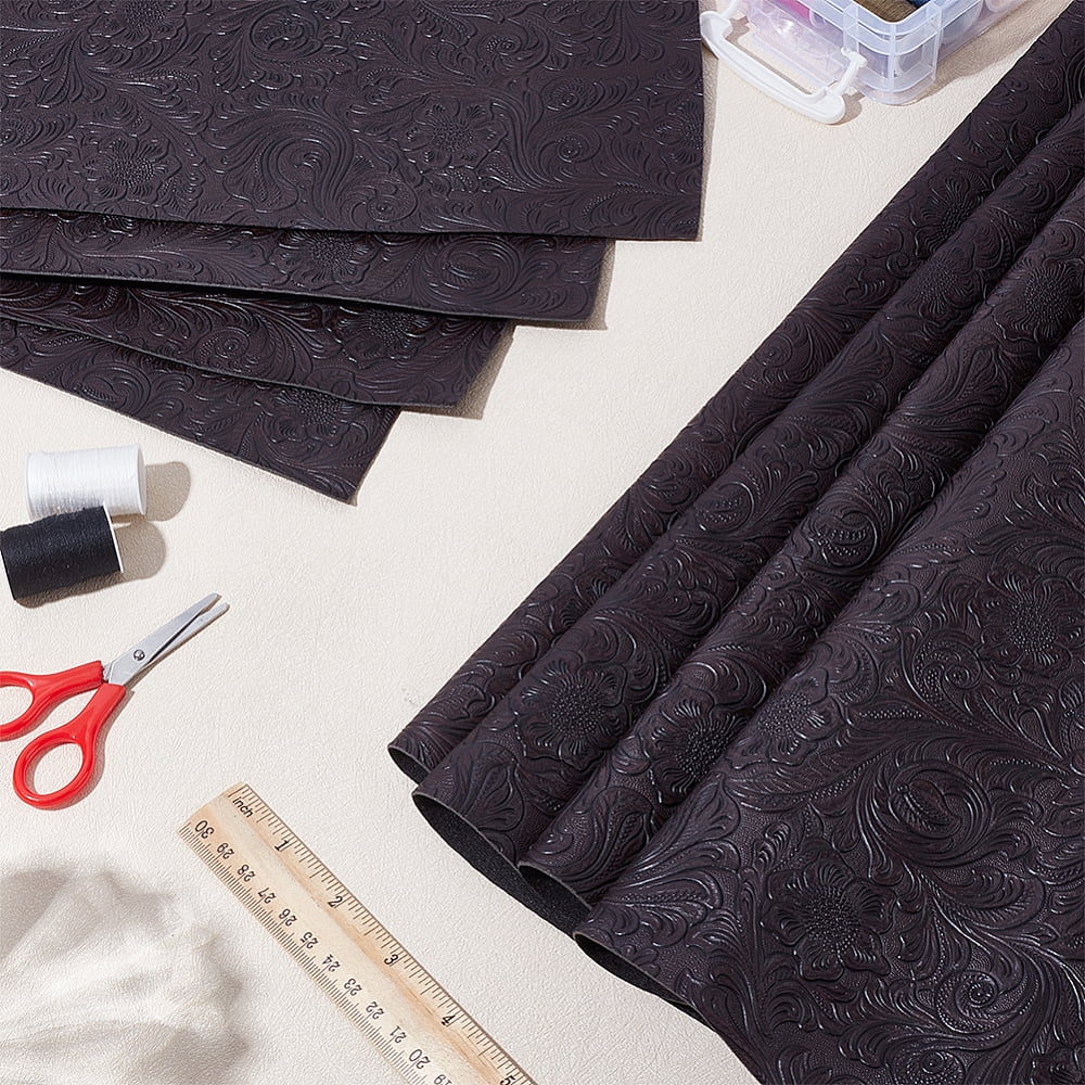 1 Yard Phoenix Pattern PVC Leather Fabric for Crafts Patchwork Decorations Black 1400x1mm