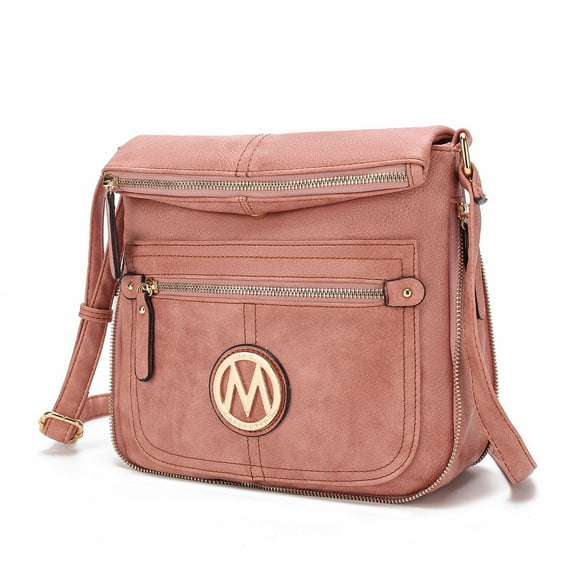 MKF Collection Luciana Women's Crossbody Bag, Vegan Leather Shoulder Bag Handbag Purse for Travel, Work and School by Mia K - Salmon
