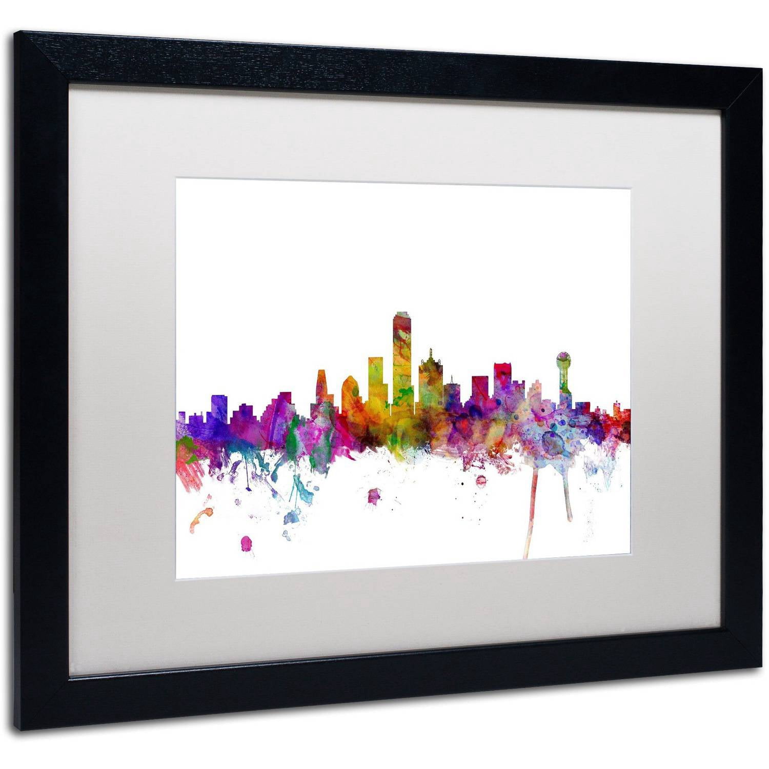 Trademark Fine Art 'Dallas Texas Skyline' Canvas Art by Michael Tompsett, White Matte, Black Frame