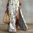 thumbnail image 2 of Morttic Women's Elegant Floral Print Halter Neck Sleeveless High Split Maxi Dress – Flowy A-Line Bohemian Holiday Dress Picture 3，XL, 2 of 3