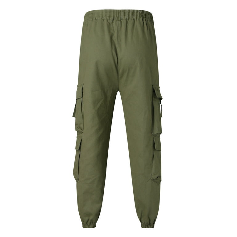 Kinghua Mens Baggy Cargo Pants Casual Loose Fit Elastic Waist Cotton Twill  Cargo Pants (32, Army Green) at  Men's Clothing store