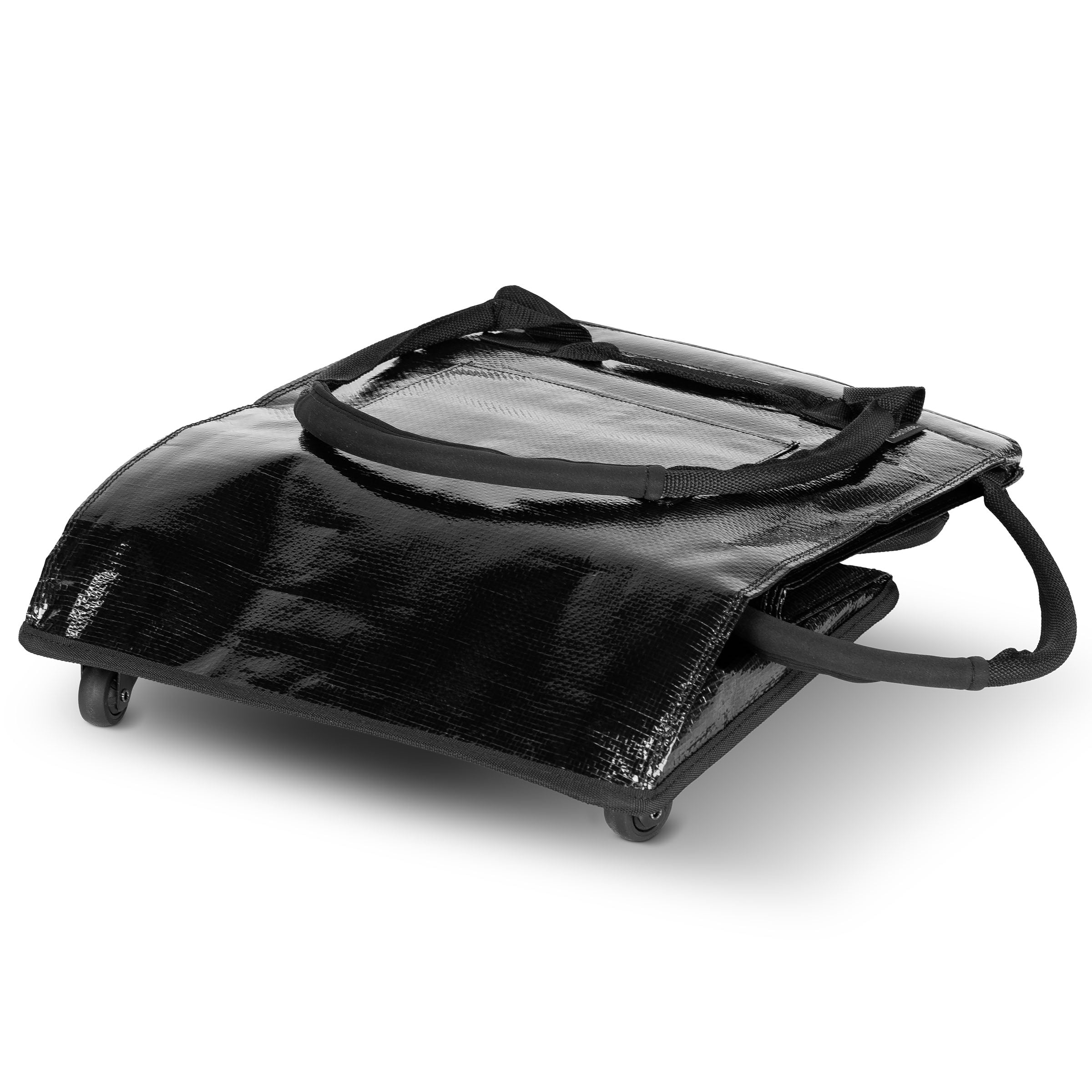 CleverMade 62L Collapsible Rolling Tote Cart, Black