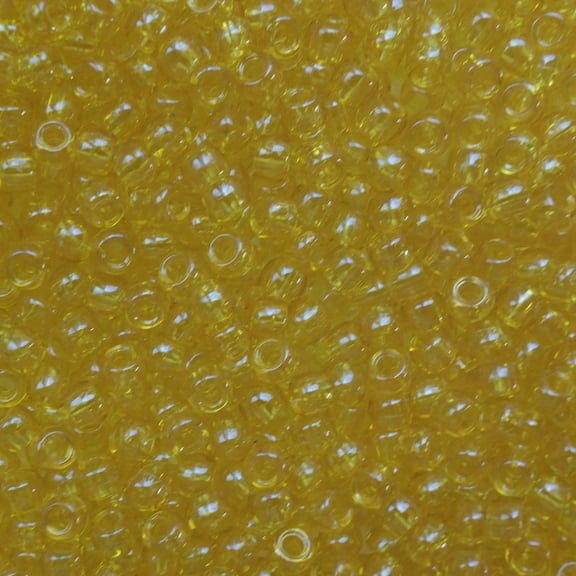 Pony Beads Golden Yellow Transparent Crow Beads 6x9mm Large Hole Made in USA