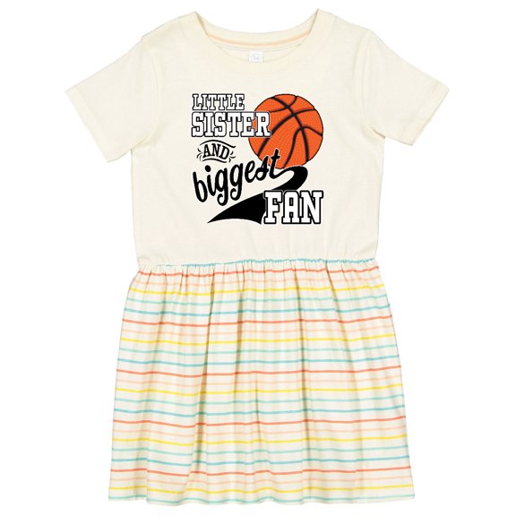 Inktastic Little Sister and Biggest Fan Basketball Player Girls Toddler Dress