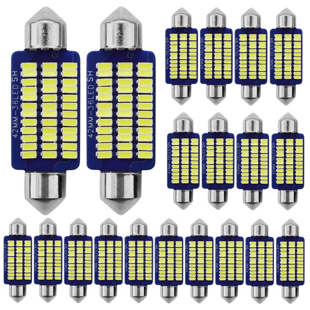 Kit de bombillas para luces traseras de cabina y mapa de cúpula de 20 piezas, lámpara de ancho para camión T10, luz de matrícula