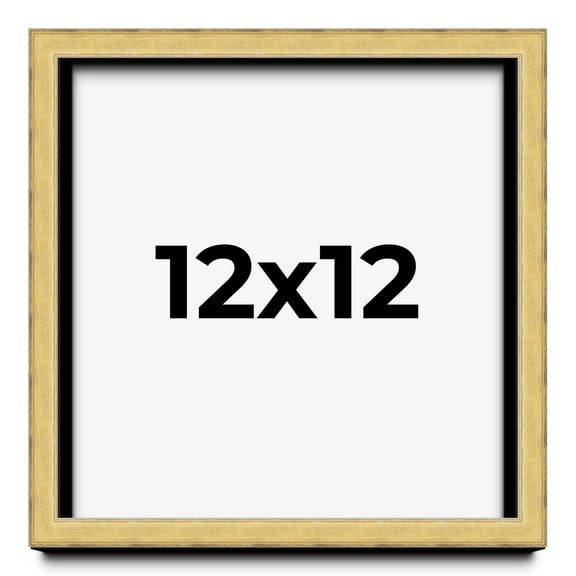 12x12 Shadow Box Frame Gold | 1.375 Inches Deep Real Wood Contemporary Shadowbox Display Frame | UV