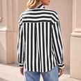 thumbnail image 4 of Womens Striped Button Down Shirts Bow Tie Neck Long Sleeve Tops, 2XL, 4 of 6