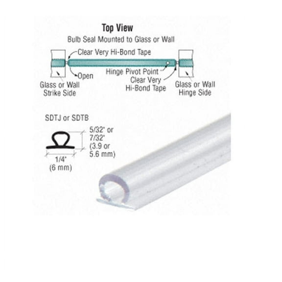 CRL Translucent Vinyl Bulb Seal 5/32" Gap - 95 in long