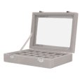 thumbnail image 4 of Jewelry Organizer Box, Clear Glass Cover Velvet Practical Small Velvet Jewelry Box Organizer 24  For Household Gray, 4 of 8