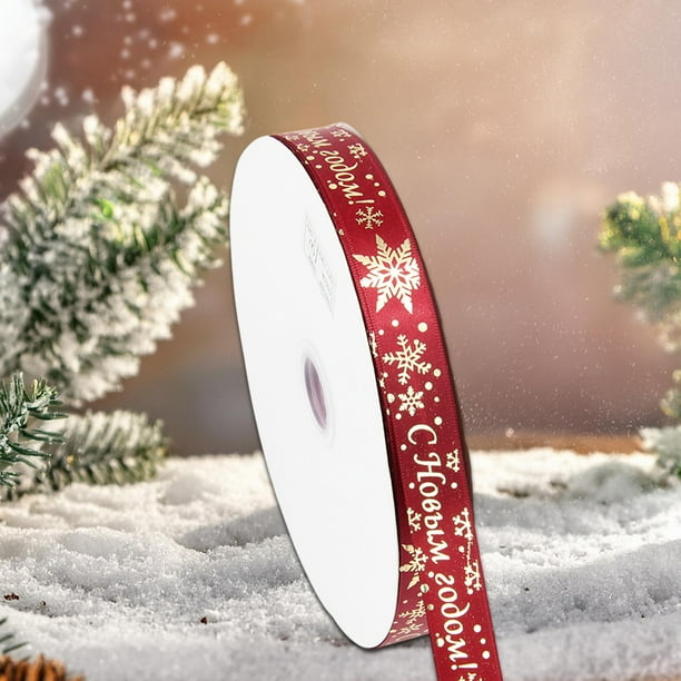 Cinta de Regalo Navideña de Poliéster de 2 Cm con Estampado En Caliente, Ideal para Decoración Navideña.