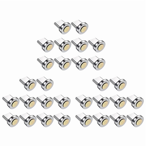 7Pin Type C Magnetic Plug Tips Fast Charging Cable Adapter for Magnetic Charger 360° Degree Rotation Connector 30PCS,30 x Type C Magnetic Plug,Silver&Gold&Black