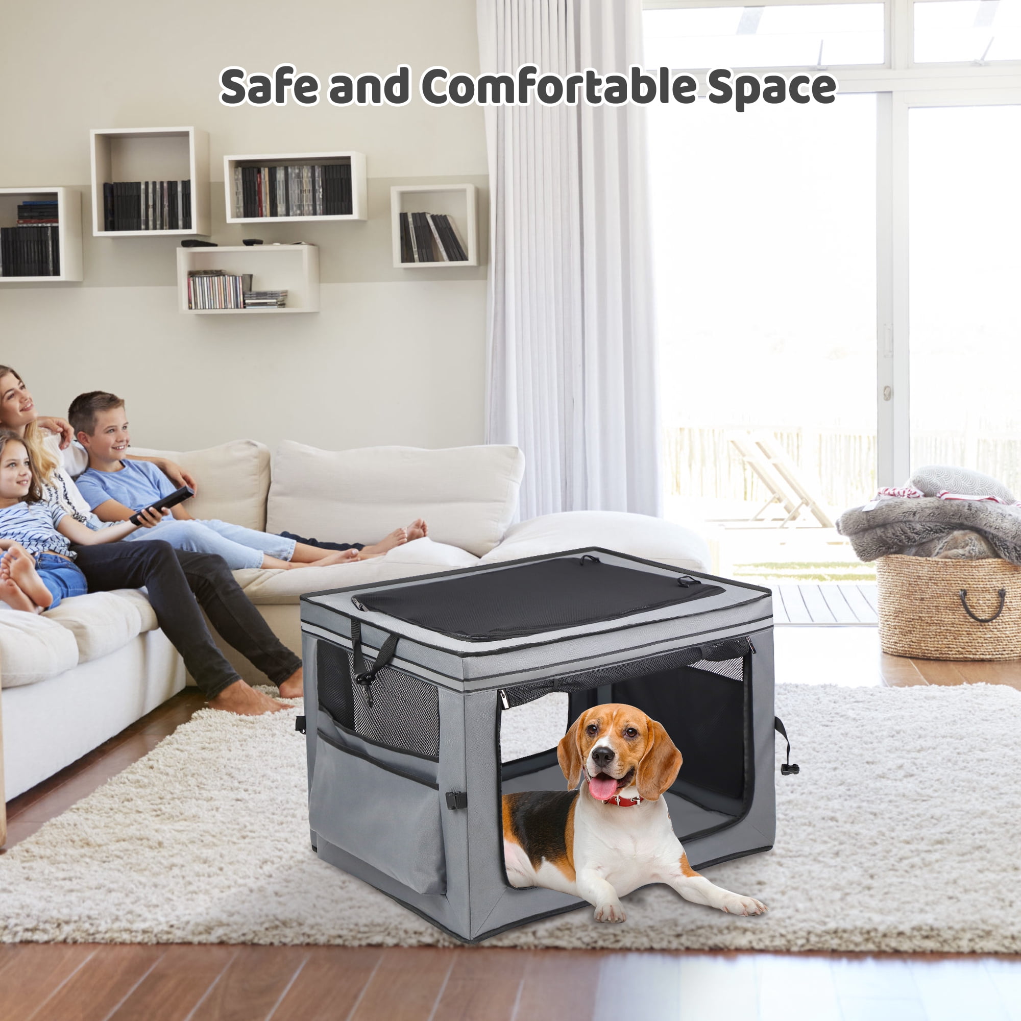 Zukka Pet Portable Kennel for Dogs,Durable Soft-Sided Travel Carrier,Oxford Cloth,For Pets up to 42 lbs,30" L x 21" W x 21" H