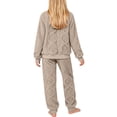 thumbnail image 4 of Viluyesy Girls 2 Piece Outfit Fleece Crew Neck Top and Jogger Pants Textured Long Sleeve Soft Warm Cozy Casual Sleepwear Pajama Set Khaki Size 6M, 4 of 4
