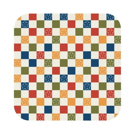 

Matuu Floral Checkerboard for Cup Coasters Set of 6 Leather Coasters Desk Coasters for Office Measures 4” x 4” Square